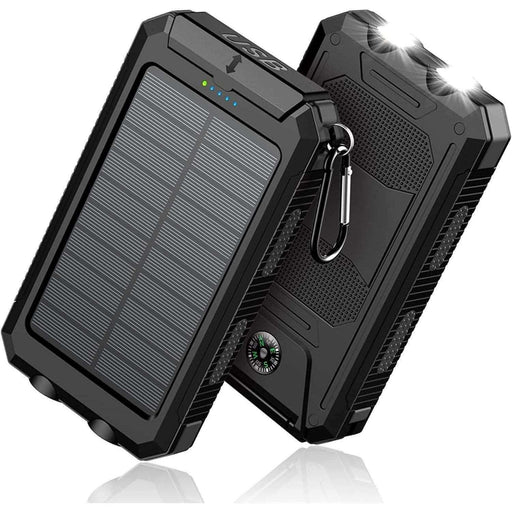 Feeke Solar-Charger-Power-Bank - 36800Mah Portable Charger,Qc3.0 Fast Charger Dual USB Port Built-In Led Flashlight and Compass for All Cell Phone and Electronic Devices(Black) - SJMUSICGROUP