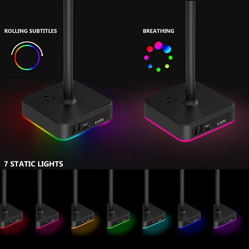 RGB Headphone Stand with USB A&C Charger Desk Gaming Headset 
