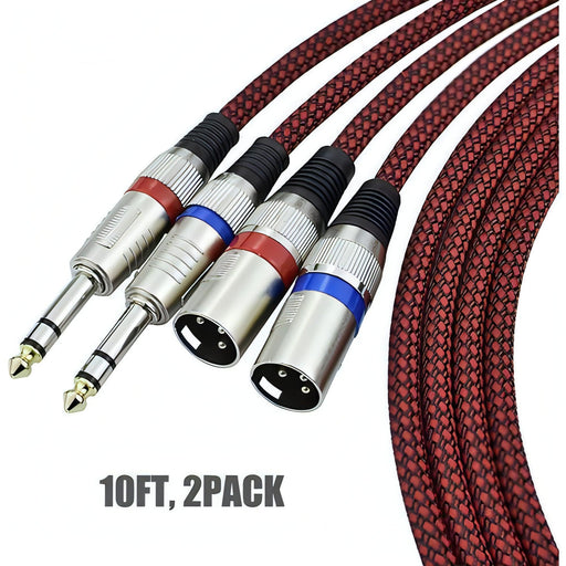 1/4" TRS to XLR Male Cable Balanced - 10FT Quarter Inch Stereo to XLR Microphone - SJMUSICGROUP
