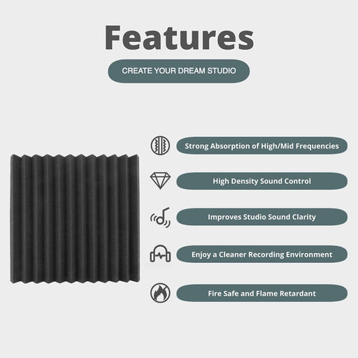 12 Pack-Acoustic Foam Panels w/ Adhesive
