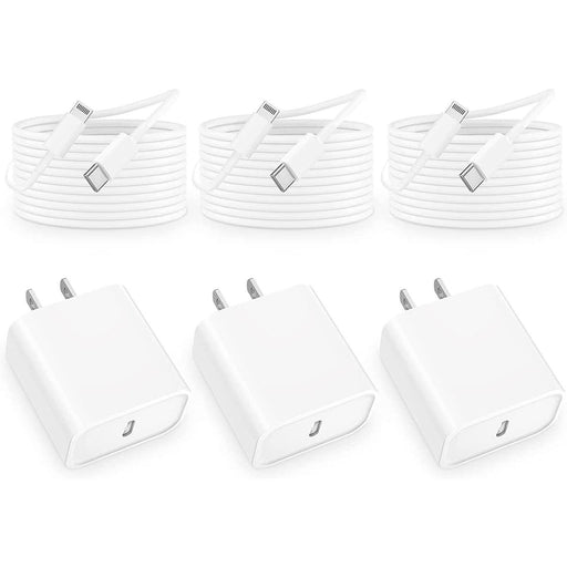 3 Pack Iphone Fast Charger, USB C Charger 20W [Apple Mfi Certified] Iphone Charger PD USB C Wall Charger Adapter with 6FT USB C to Lightning Cable for Iphone 14/13/12/11/X/XR/XS/8, Ipad, Airpods Pro - SJMUSICGROUP