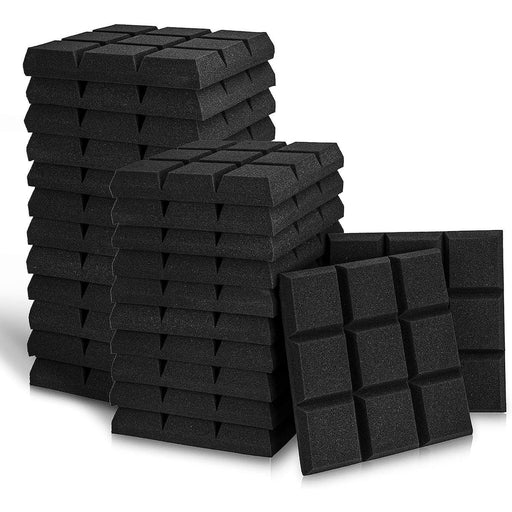Acoustic Foam Panels 2" X 12" X 12" 9 Block Tiles (24Pack, Black)