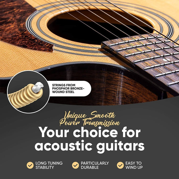 Guitar Strings Acoustic Guitar - Coated with Phosphor Bronze (6 String Set) Incl. 3 Picks - SJMUSICGROUP