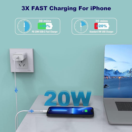 Iphone Fast Charger, [Apple Mfi Certified] 2 Pack 20W USB C Power Delivery Wall Charger Block with 10FT Extra Long Type C to Lightning Fast Charging Data Sync Cable for Iphone 14 13 12 11 XS XR X Ipad - SJMUSICGROUP